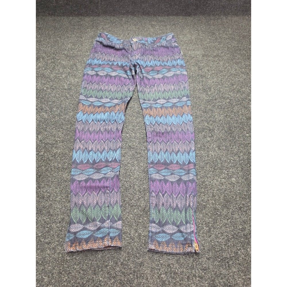 American Eagle Leaf Print Jeggings Womens 00 Short Multi Color Ankle Zip Stretch